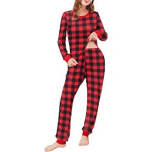 Ekouaer Womens Pajamas Sets Long Sleeve Tops with Jogger Pants Soft Pjs Lounge Set Outfits with Pockets - 1 of 4