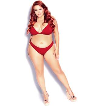 Women's Plus Size Daisy Bikini Pant  - red cherry | CCX