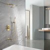Sumerain Tub and Shower Faucet System , Waterfall Tub Spout and Pressure-Balanced Valve Brushed Gold - 2 of 4
