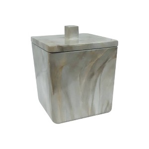 Stone Hedge Resin Decorative Bathroom Vanity Countertop Storage Organizer Canister Jar - Nu Steel: Marble-Look Bath Jars with Lid - 1 of 4