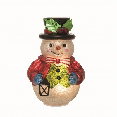 Transpac Glass Multicolor Christmas Light Up Vintage Snowman Decor