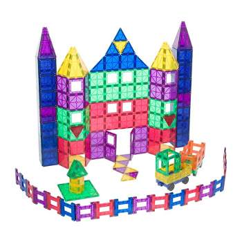 Playmags 150 Piece Magnetic Tiles Building Set, 3D Magnet Building Blocks