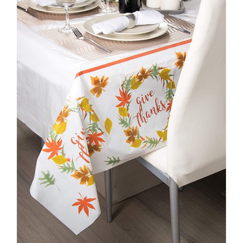 Juvale 6 Pack Thanksgiving Plastic Tablecloth, Fall Themed Party Decor (54 x 108 Inches), 3 of 6