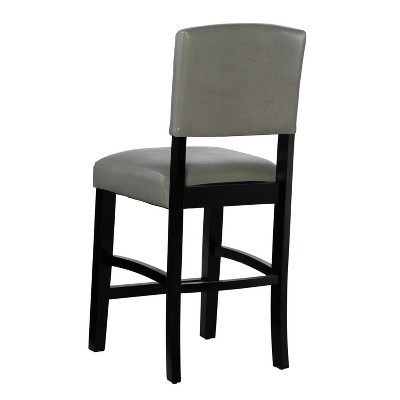 Dove Gray Faux Leather Counter Stool with Black Wood Frame