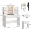 Vanity Desk with Lights, Makeup Vanity Set with 3 Colors LED Lights, Power Outlet, 6 Shelves, 2 Drawers & Cushioned Stool for Bedroom - 2 of 4