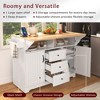 55.7'' Large Kitchen Island with Power Outlet,2 Drop Leaf,Rolling Kitchen Cart on 5 Wheels, Spice & Towel Rack for Kitchen, Dining Room,White - 2 of 4