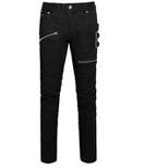 Lars Amadeus Men's Casual Slim Fit Punk Gothic Pockets Patch Buckle Zipper Pants Trousers