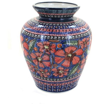 Blue Rose Polish Pottery Jungle Flower Medium Vase