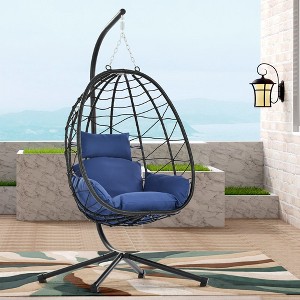 Egg Chair with Stand Indoor Outdoor Swing Chair - 1 of 4