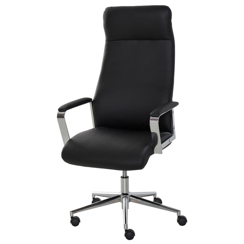 Vinsetto High Back Executive Office Chair Faux Leather Swivel Computer Desk Chair with Padded Arm, Adjustable Height, Wheels Black, 4 of 11