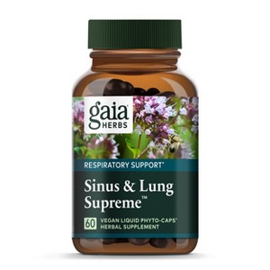 Gaia Herbs Sinus & Lung Supreme - Lung Support Plant-Based Supplement for Respiratory Health - Sinus Support -Vegan, Dairy & Gluten Free - 60 Capsules - 1 of 4