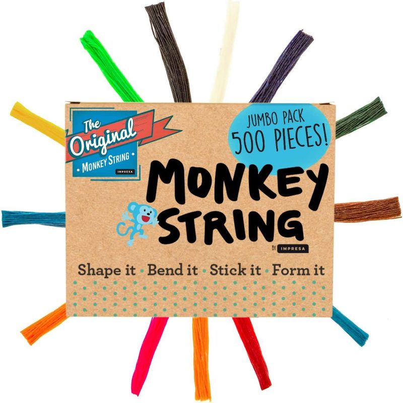 IMPRESA -500 Piece Jumbo Pack Original Monkey String, Bendable, Sticky, 6 inch, Great Toys for Home & Travel, 13 colors, Multicolor, 1 of 8
