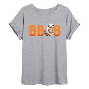 Women's Star Wars: The Force Awakens BB8 Oversized Graphic T-Shirt - Heather Grey - 2 X-Large - 1 of 4