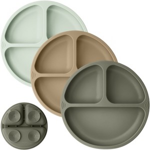 3-Pack Prep Suction Plates for Baby, 100% Silicone Toddler Plates, BPA-Free Divided Baby Plates with Suction - 1 of 4
