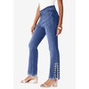 Roaman's Women's Plus Size Invisible Stretch Rhinestone-Detail Split Flare-Leg Jean - 4 of 4