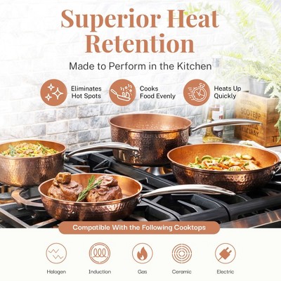 Gotham Steel Hammered Copper 15-Piece Nonstick Cookware Set