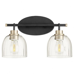 Quorum Lighting Espy 2-Light Vanity, Noir/Aged Brass, Glass, 15.5W, 9.25H, 7D - 1 of 2