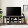 VYNXARIA Gray Farmhouse Rattan TV Stand Console Table for TVs up to 70 Inches with Storage Shelves - 3 of 4