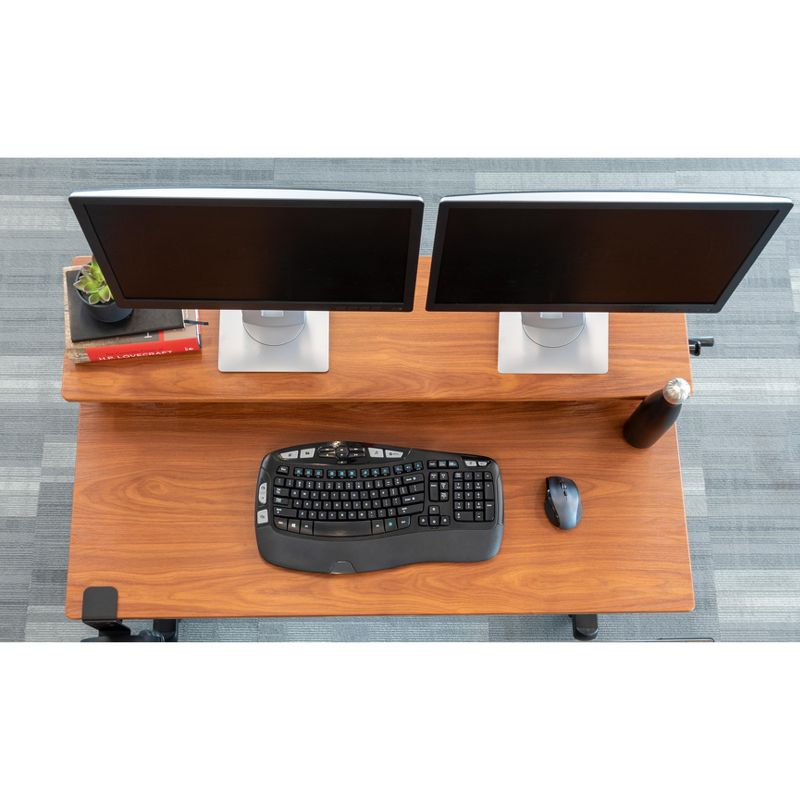Stand Up Desk Store Crank Adjustable Two Tier Standing Desk with Heavy Duty Steel Frame, 4 of 5