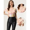 INSPIRE CHIC Women's Clubwear Short Sleeve Shiny Metallic Blouse - 2 of 4
