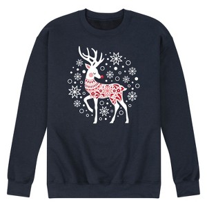 Men's - Instant Message - Scandinavian Reindeer Graphic Fleece Sweatshirt - 1 of 4