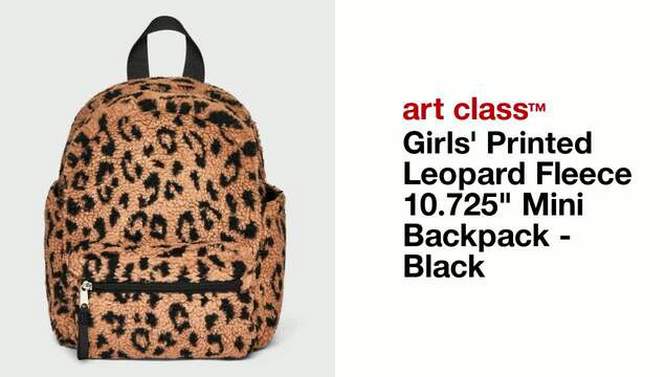 Girls&#39; Printed Leopard Fleece 10.725&#34; Mini Backpack - art class&#8482; Black, 2 of 6, play video