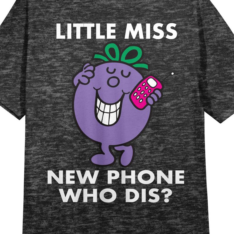 Mr. Men And Little Miss Meme Little Miss New Phone Crew Neck Short Sleeve Charcoal Heather Women's Night Shirt, 2 of 3