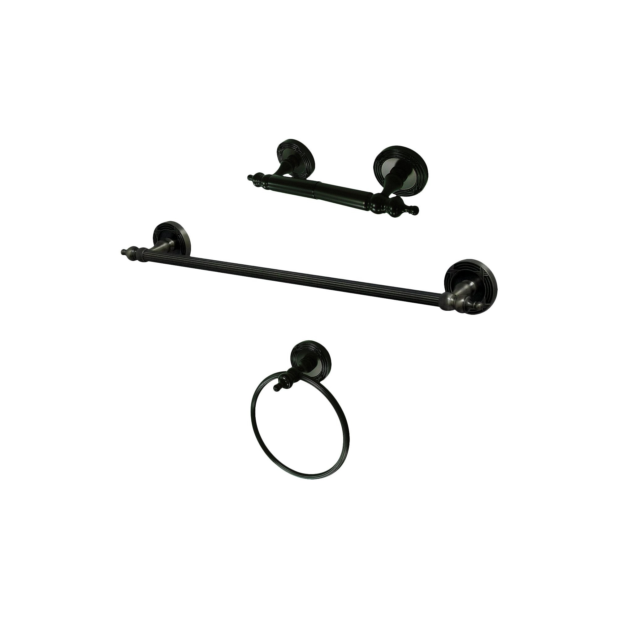 Etched Solid Brass Oil Rubbed Bronze 3-piece Towel Bar Bath Accessory Set - Kingston Brass