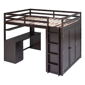 NicBex Twin/Full Loft Bed with Built-in Desk,3 Drawers and Wardrobe for Kids Teens Adults - 1 of 4