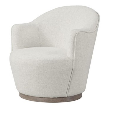 HomeRoots 27" Off White Fabric Swivel Barrel Chair