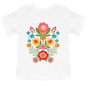 The Juniper Shop Folk Art Florals Distressed Toddler Short Sleeve Tee - 4T - White - 1 of 4