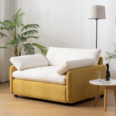 LOVMOR 50" Accent Chair with 2 Pillows, Oversized Wide Single Sofa Chair, Modern Chenille Upholstered Armchair for Living Room, Bedroom, Office
