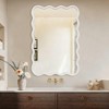 Spassway 24"W*36"H White Asymmetrical Rectangle Wall Mirror Modern Irregular Wood Frame Wall Mounted Vanity Mirror Decorative for Bedroom Bathroom - 3 of 4