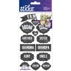 Sticko Chalk Label Stickers - Family, 14pcs - 1 of 2