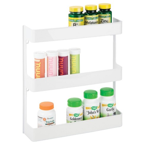 Mdesign Large Wall Mount Vitamin Storage Organizer Shelf, 3 Tier