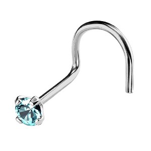 Jewelry Avalanche 22G 14K Gold Nose Screw Nose Stud with Blue Topaz Gemstone - 1 of 2
