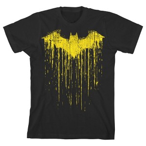 Batman Graffiti-Style Bat Logo Black Graphic Tee Toddler Boy to Youth Boy - 1 of 2