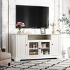 TV Stand For TV Up To 65" Media Console Entertainment Center Storage Cabinet With 2 Tempered Glass Doors Open Storage Shelf - 2 of 4