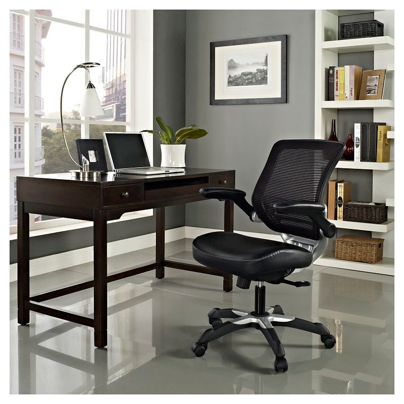 Edge Mesh Vegan Leather Seat Office Chair with Flip-Up Arms Black - Modway, 6 of 9