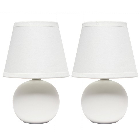 set Of 2) 8.66 Petite Ceramic Orb Base Bedside Table Lamps With Matching  Tapered Drum Shade Off-white - Creekwood Home : Target