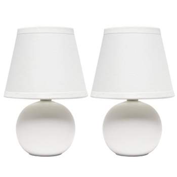 (Set of 2) 8.66" Petite Ceramic Orb Base Bedside Table Lamps with Matching Tapered Drum Shade - Creekwood Home