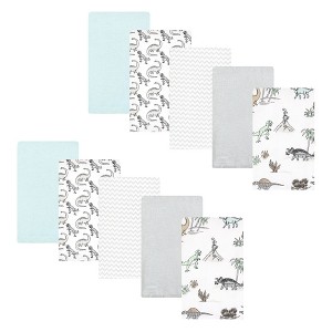 Hudson Baby Cotton Flannel Burp Cloths, Neutral Dino World 10-Pack, One Size - 1 of 4