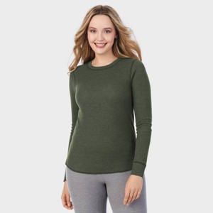 Warm Essentials by Cuddl Duds Women's Waffle Thermal Crewneck Pajama Top - 1 of 3
