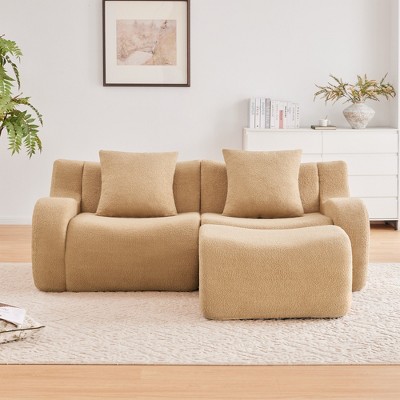 SKRAN Fabric Boneless Sofa, Curved Deep Seat  Couches, Streamlined Design No Assembly Required for Living Rooms and Bedrooms