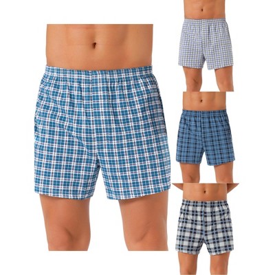 INSPIRE CHIC Men's 4 Pack Elastic Waistband Plaid Printing Boxer Shorts