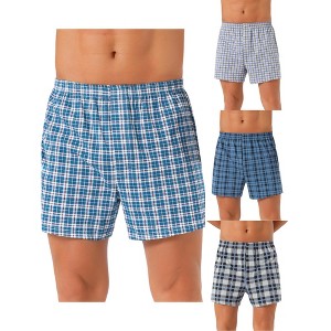 INSPIRE CHIC Men's 4 Pack Elastic Waistband Plaid Printing Boxer Shorts - 1 of 4