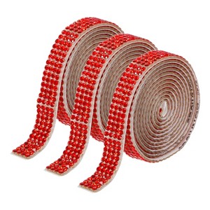 Unique Bargains Self-Adhesive DIY Crafts Decorations Crystal Rhinestone Diamond Ribbon 3 Rolls - 1 of 4
