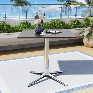 Captiva Designs 1pc Outdoor Patio Steel Dining Table with Sturdy Pedestal Base and X-Shaped Legs - 1 of 4