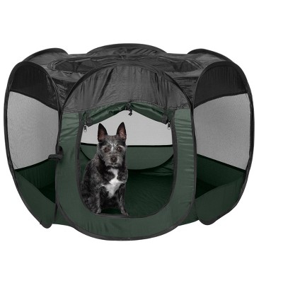 Hunter Green Portable Plastic Cat Playpen with Mesh Panels