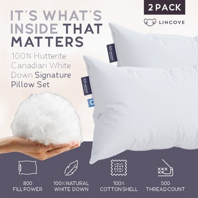 Lincove Signature White Down Luxury Sleeping Pillow Set